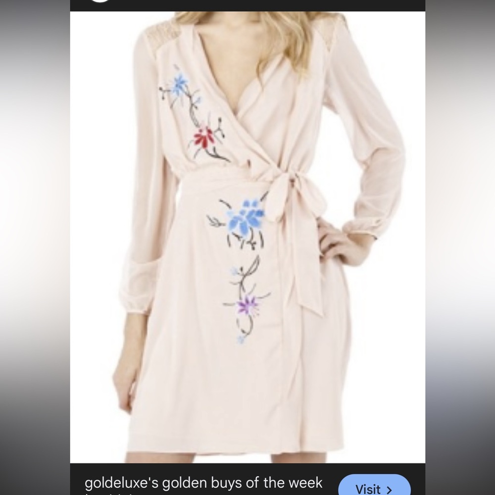 Rodarte vintage peach Floral Silk Wrap Dress Size 11 - Picture 11 of 11